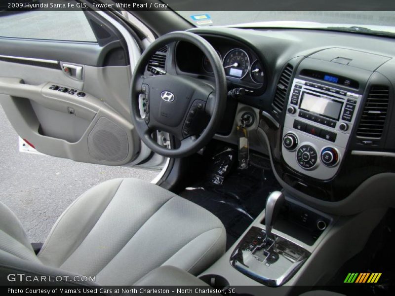Powder White Pearl / Gray 2009 Hyundai Santa Fe GLS