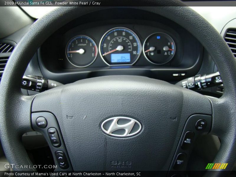 Powder White Pearl / Gray 2009 Hyundai Santa Fe GLS