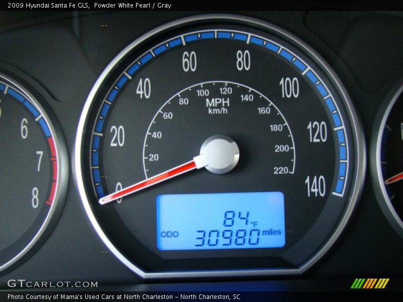 Powder White Pearl / Gray 2009 Hyundai Santa Fe GLS