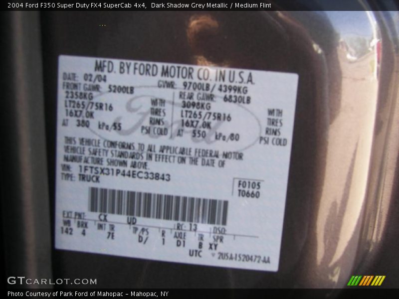 Dark Shadow Grey Metallic / Medium Flint 2004 Ford F350 Super Duty FX4 SuperCab 4x4