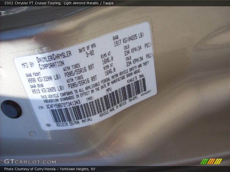 Light Almond Metallic / Taupe 2002 Chrysler PT Cruiser Touring