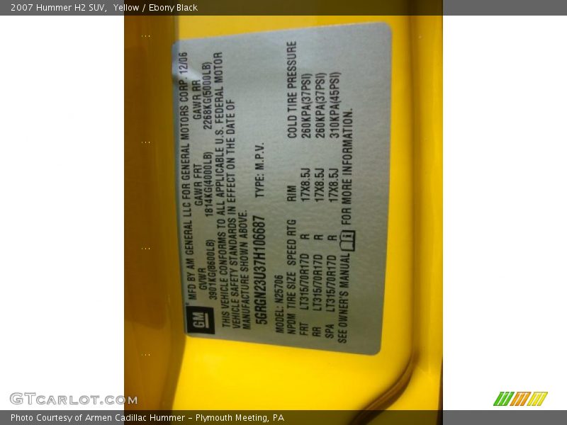 Yellow / Ebony Black 2007 Hummer H2 SUV