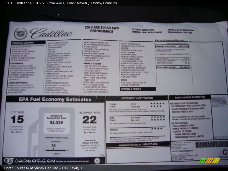 Black Raven / Ebony/Titanium 2010 Cadillac SRX 4 V6 Turbo AWD