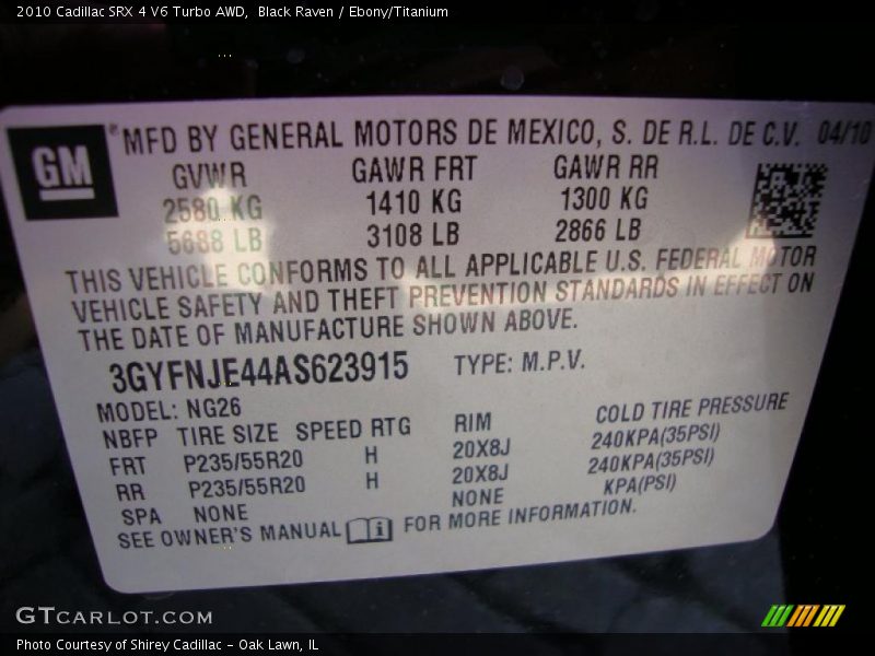Black Raven / Ebony/Titanium 2010 Cadillac SRX 4 V6 Turbo AWD