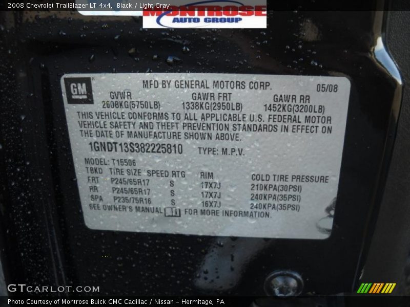 Black / Light Gray 2008 Chevrolet TrailBlazer LT 4x4
