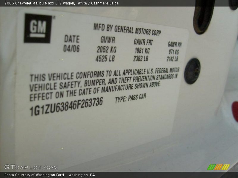 White / Cashmere Beige 2006 Chevrolet Malibu Maxx LTZ Wagon