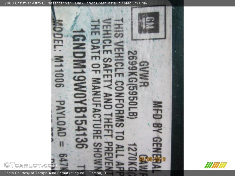 Dark Forest Green Metallic / Medium Gray 2000 Chevrolet Astro LS Passenger Van