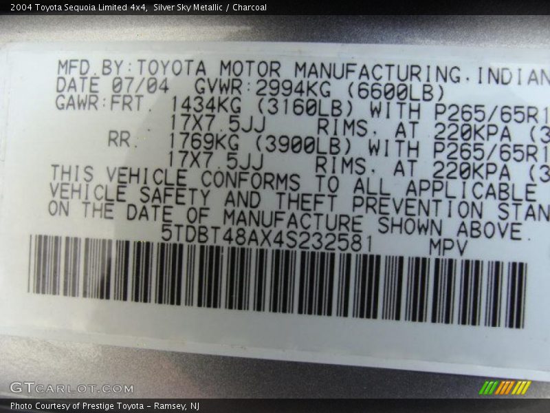 Silver Sky Metallic / Charcoal 2004 Toyota Sequoia Limited 4x4