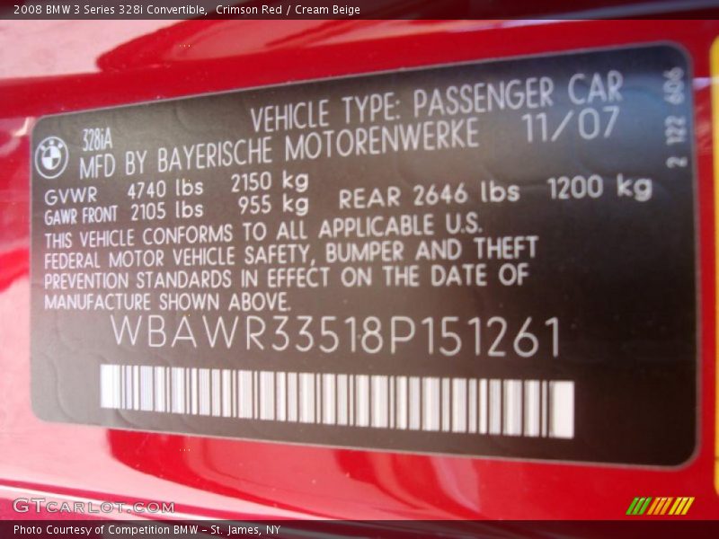 Crimson Red / Cream Beige 2008 BMW 3 Series 328i Convertible