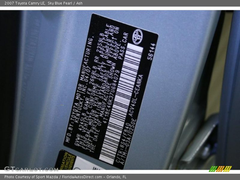 Sky Blue Pearl / Ash 2007 Toyota Camry LE