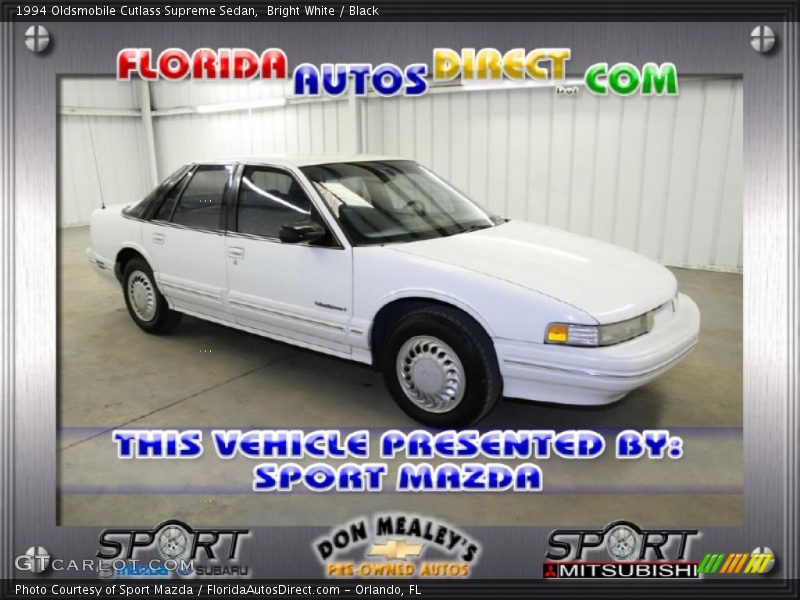 Bright White / Black 1994 Oldsmobile Cutlass Supreme Sedan