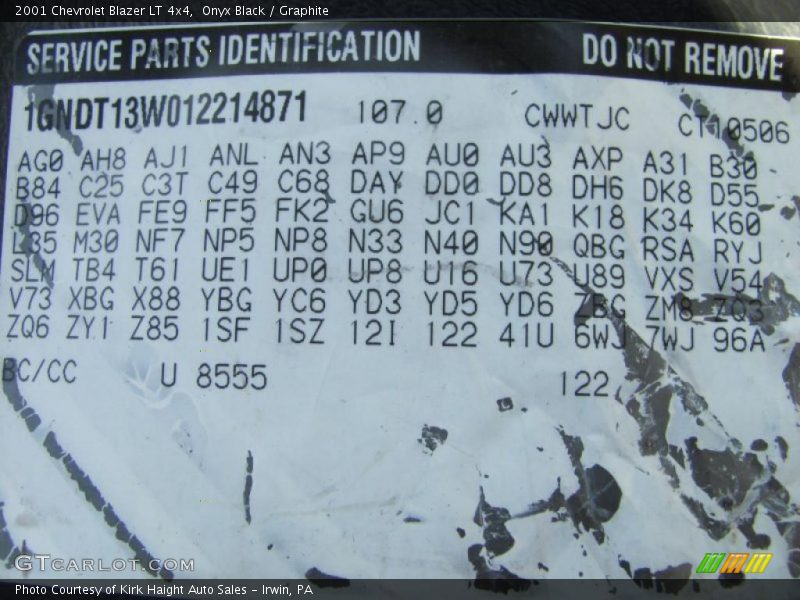 Onyx Black / Graphite 2001 Chevrolet Blazer LT 4x4