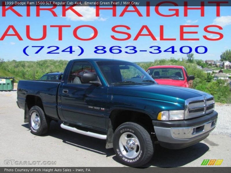 Emerald Green Pearl / Mist Gray 1999 Dodge Ram 1500 SLT Regular Cab 4x4