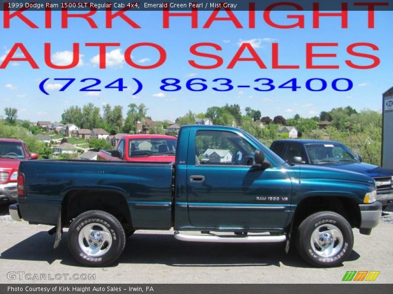 Emerald Green Pearl / Mist Gray 1999 Dodge Ram 1500 SLT Regular Cab 4x4