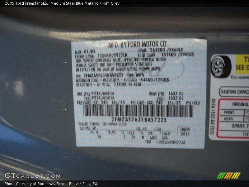 Medium Steel Blue Metallic / Flint Grey 2005 Ford Freestar SES
