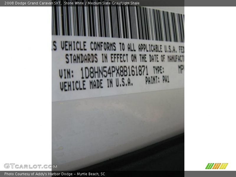 Stone White / Medium Slate Gray/Light Shale 2008 Dodge Grand Caravan SXT