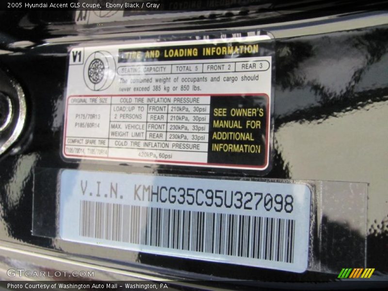 Ebony Black / Gray 2005 Hyundai Accent GLS Coupe