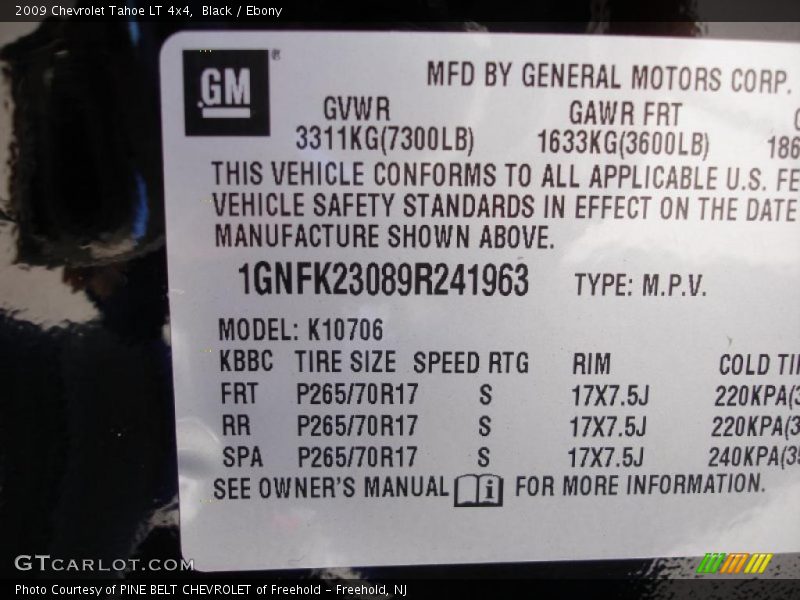 Black / Ebony 2009 Chevrolet Tahoe LT 4x4