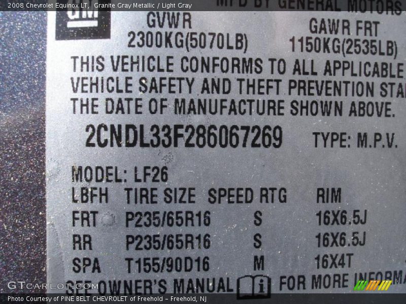 Granite Gray Metallic / Light Gray 2008 Chevrolet Equinox LT