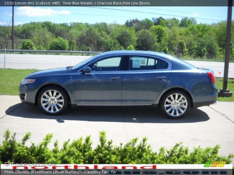 Steel Blue Metallic / Charcoal Black/Fine Line Ebony 2010 Lincoln MKS EcoBoost AWD