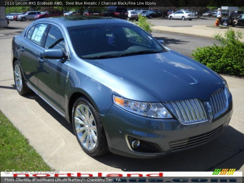 Steel Blue Metallic / Charcoal Black/Fine Line Ebony 2010 Lincoln MKS EcoBoost AWD