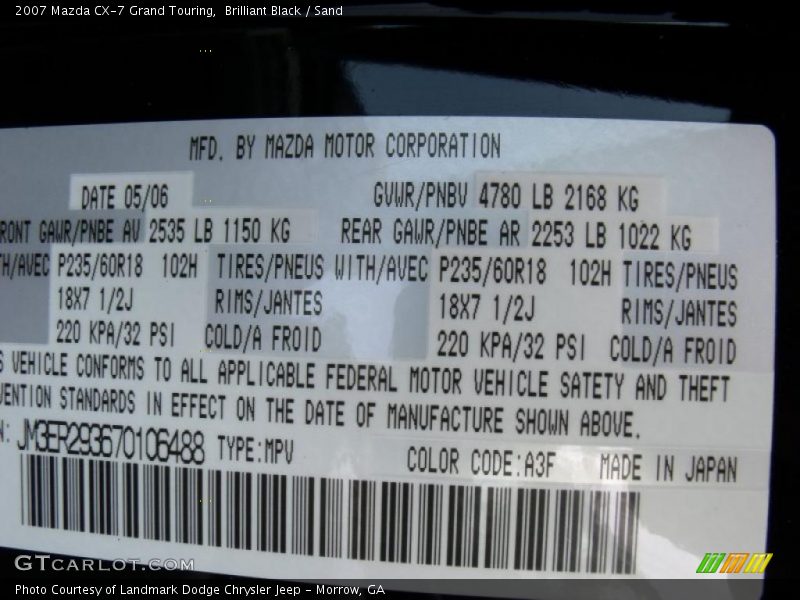 Brilliant Black / Sand 2007 Mazda CX-7 Grand Touring