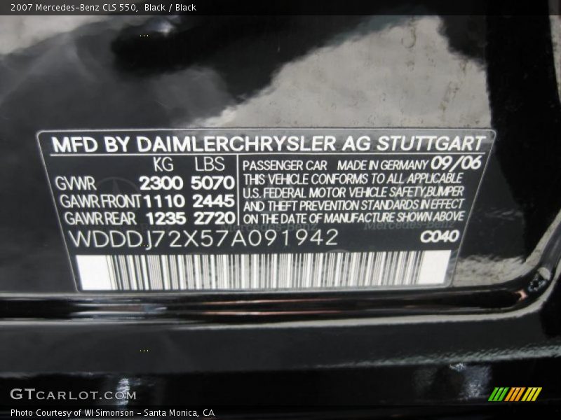 Black / Black 2007 Mercedes-Benz CLS 550