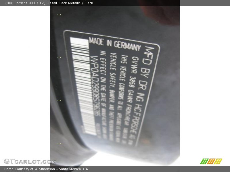 Basalt Black Metallic / Black 2008 Porsche 911 GT2