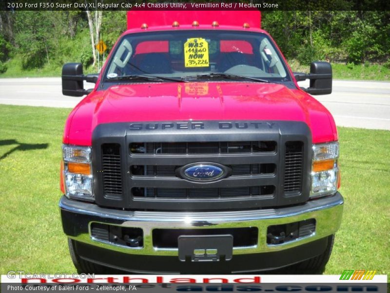 Vermillion Red / Medium Stone 2010 Ford F350 Super Duty XL Regular Cab 4x4 Chassis Utility