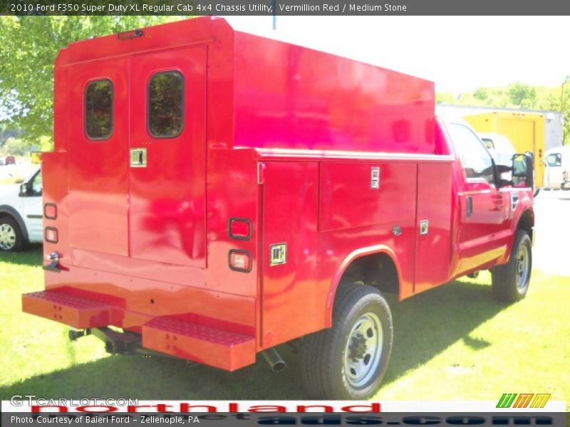 Vermillion Red / Medium Stone 2010 Ford F350 Super Duty XL Regular Cab 4x4 Chassis Utility