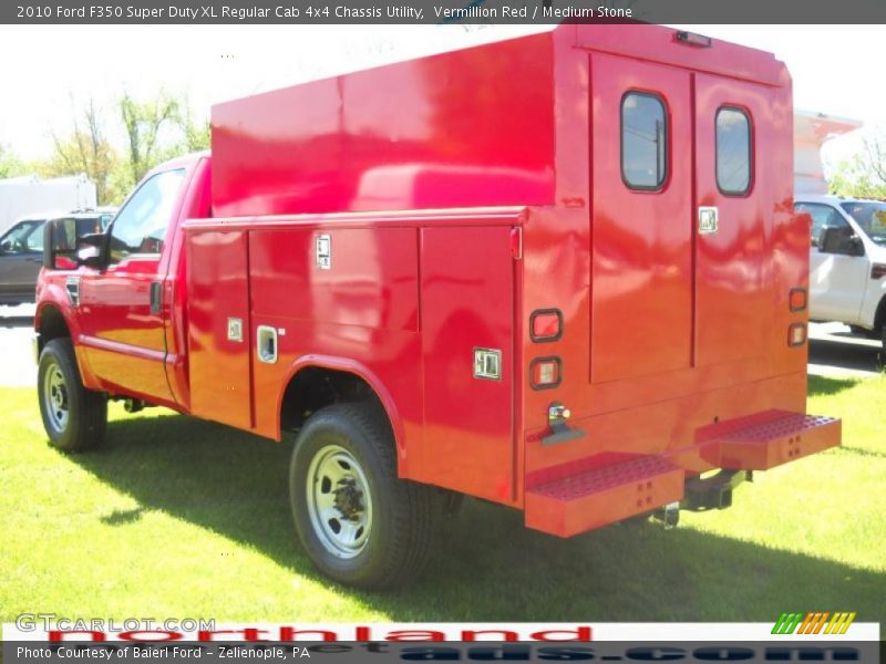 Vermillion Red / Medium Stone 2010 Ford F350 Super Duty XL Regular Cab 4x4 Chassis Utility