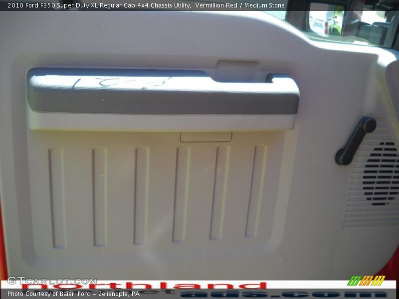 Vermillion Red / Medium Stone 2010 Ford F350 Super Duty XL Regular Cab 4x4 Chassis Utility