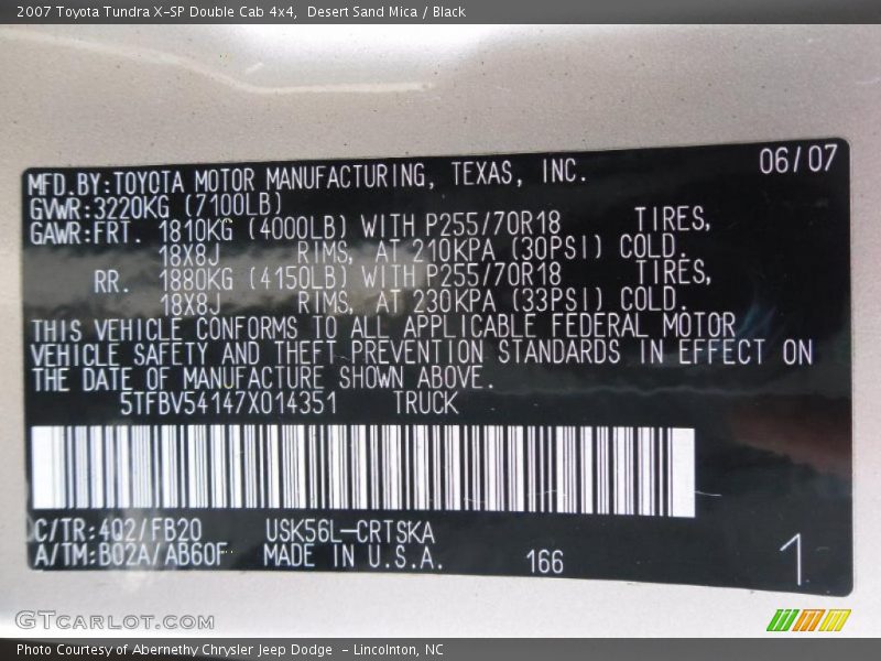 Desert Sand Mica / Black 2007 Toyota Tundra X-SP Double Cab 4x4