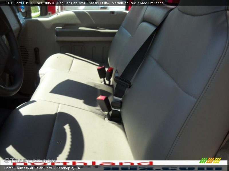 Vermillion Red / Medium Stone 2010 Ford F350 Super Duty XL Regular Cab 4x4 Chassis Utility