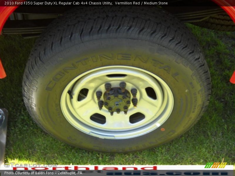 Vermillion Red / Medium Stone 2010 Ford F350 Super Duty XL Regular Cab 4x4 Chassis Utility