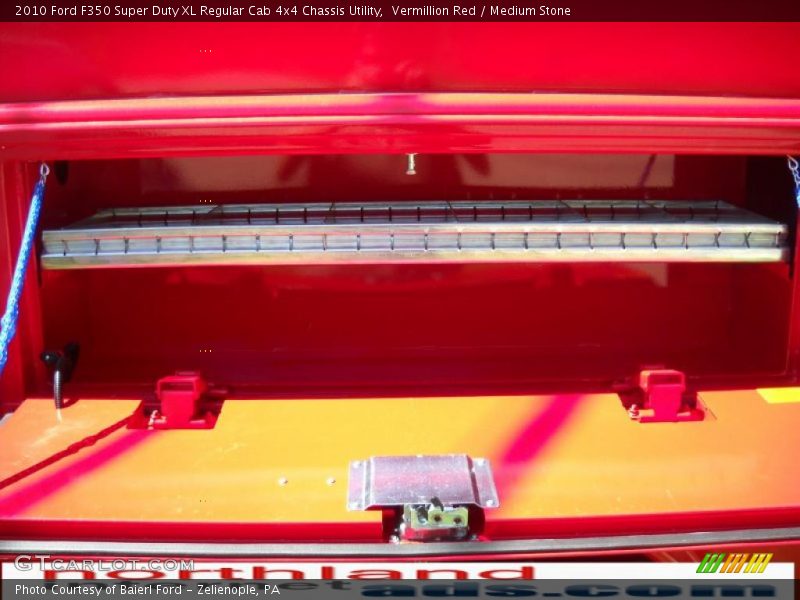 Vermillion Red / Medium Stone 2010 Ford F350 Super Duty XL Regular Cab 4x4 Chassis Utility