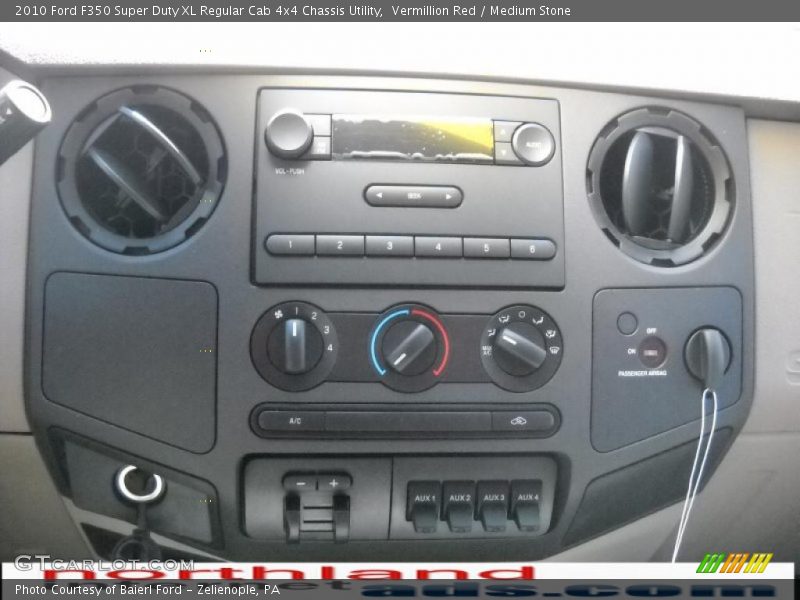 Vermillion Red / Medium Stone 2010 Ford F350 Super Duty XL Regular Cab 4x4 Chassis Utility