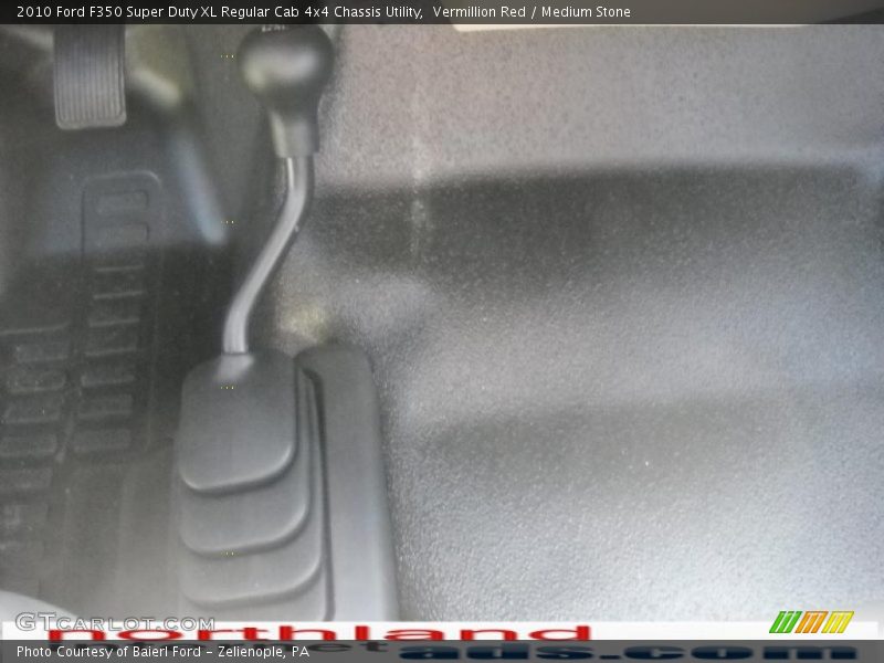 Vermillion Red / Medium Stone 2010 Ford F350 Super Duty XL Regular Cab 4x4 Chassis Utility