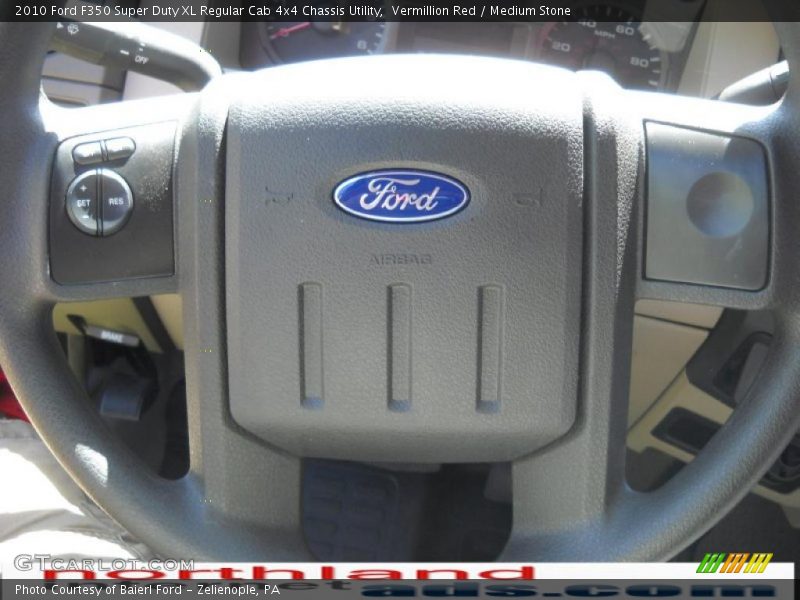 Vermillion Red / Medium Stone 2010 Ford F350 Super Duty XL Regular Cab 4x4 Chassis Utility