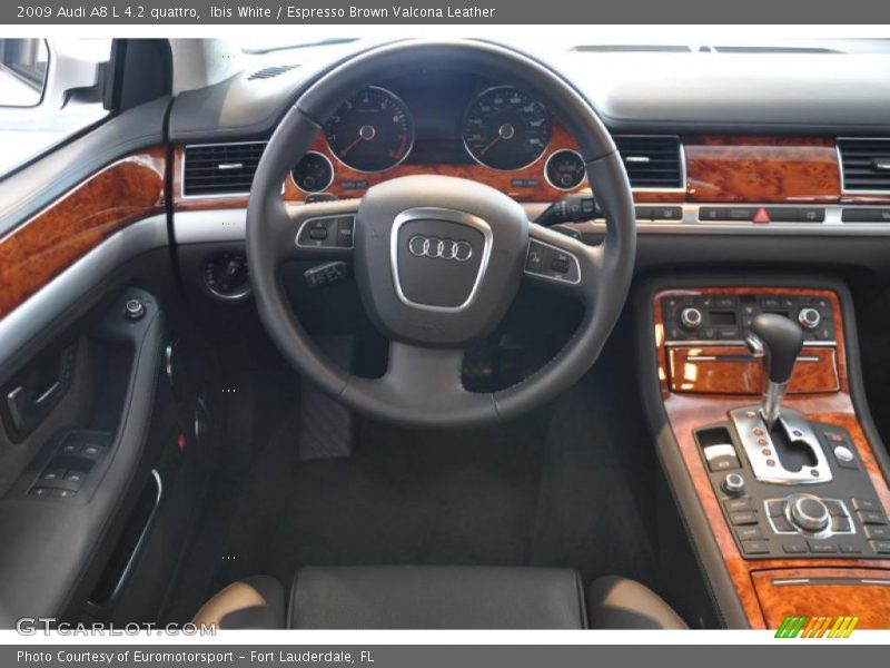 Ibis White / Espresso Brown Valcona Leather 2009 Audi A8 L 4.2 quattro