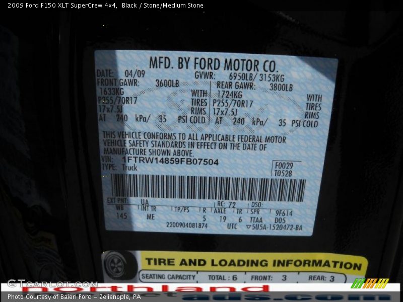 Black / Stone/Medium Stone 2009 Ford F150 XLT SuperCrew 4x4