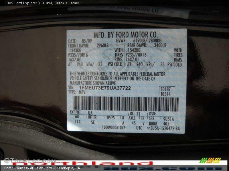 Black / Camel 2009 Ford Explorer XLT 4x4