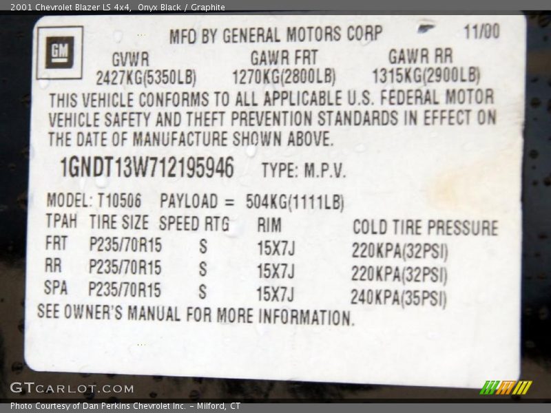 Onyx Black / Graphite 2001 Chevrolet Blazer LS 4x4
