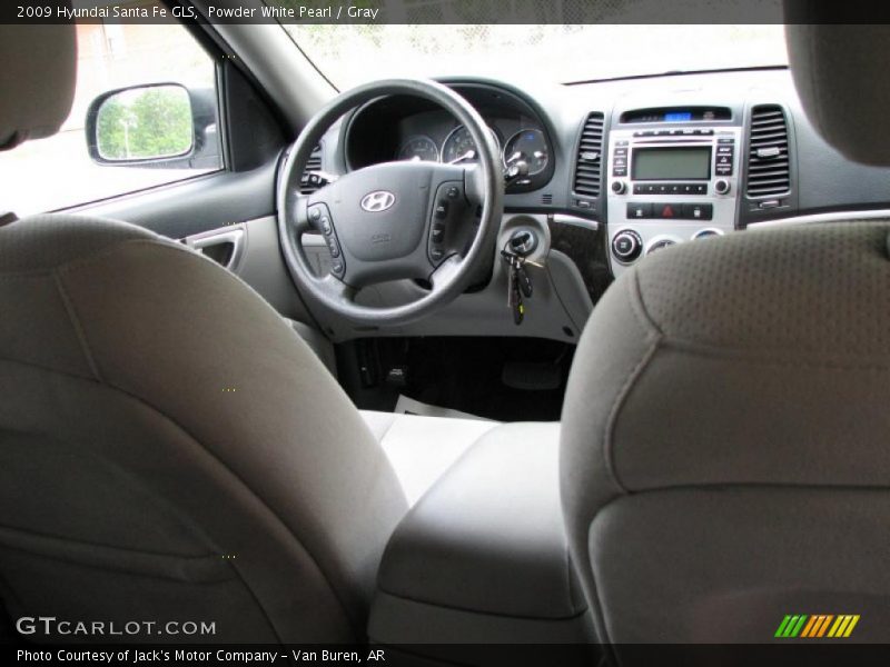 Powder White Pearl / Gray 2009 Hyundai Santa Fe GLS