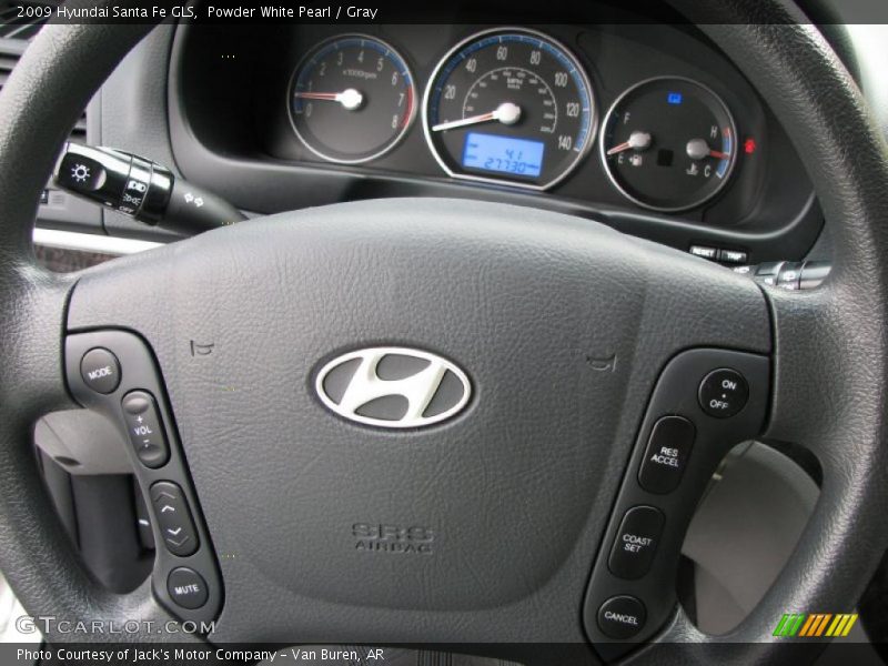 Powder White Pearl / Gray 2009 Hyundai Santa Fe GLS
