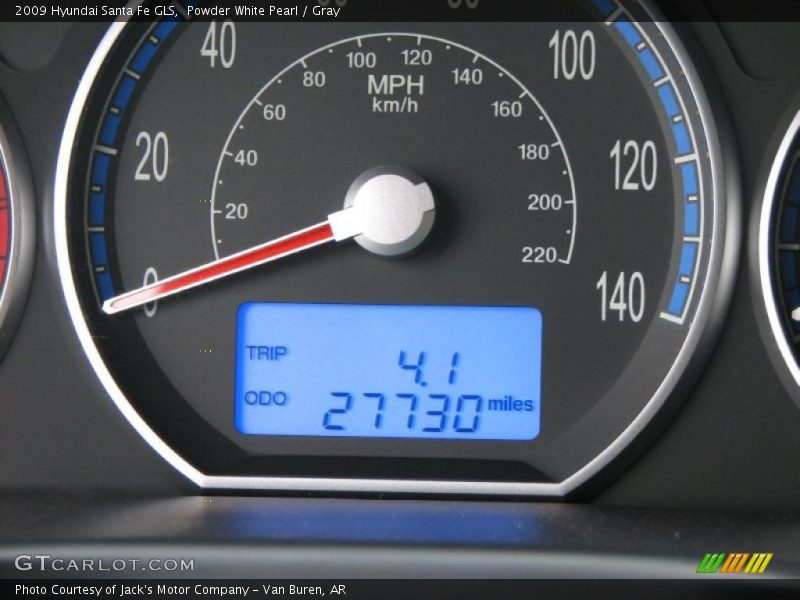 Powder White Pearl / Gray 2009 Hyundai Santa Fe GLS