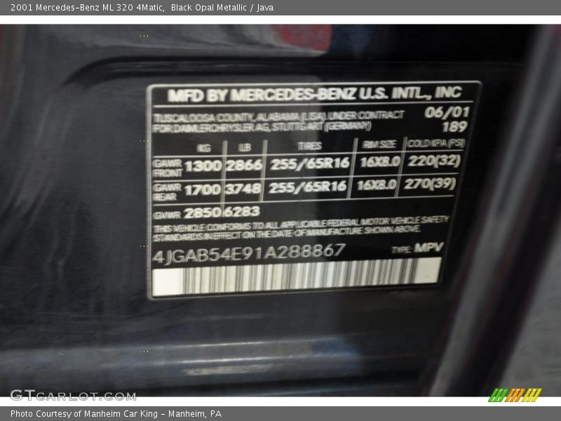 Black Opal Metallic / Java 2001 Mercedes-Benz ML 320 4Matic