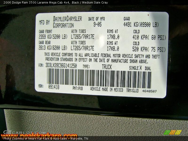 Black / Medium Slate Gray 2006 Dodge Ram 3500 Laramie Mega Cab 4x4