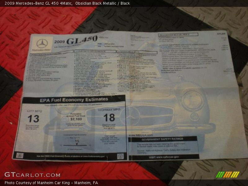 Obsidian Black Metallic / Black 2009 Mercedes-Benz GL 450 4Matic