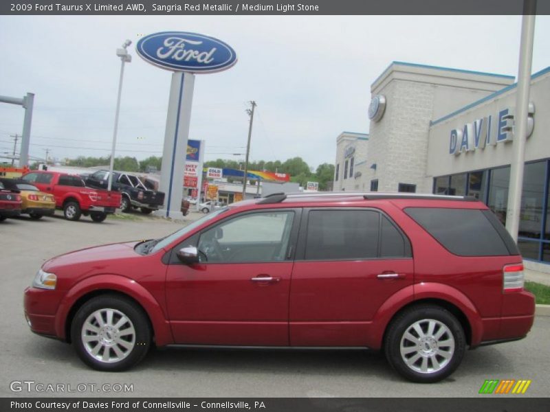 Sangria Red Metallic / Medium Light Stone 2009 Ford Taurus X Limited AWD